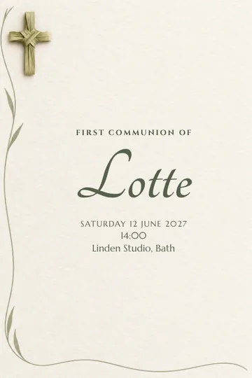 Woven palm cross invitation design