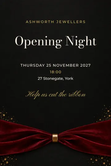 Company party invitation, Velvet and gold design