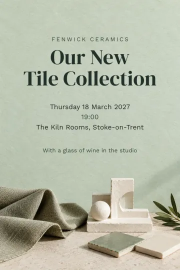 Company party invitation, Celadon and clay design