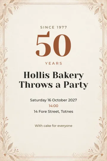 Company party invitation, Etched garland design