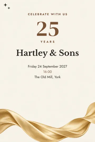 Company party invitation, Golden silk design