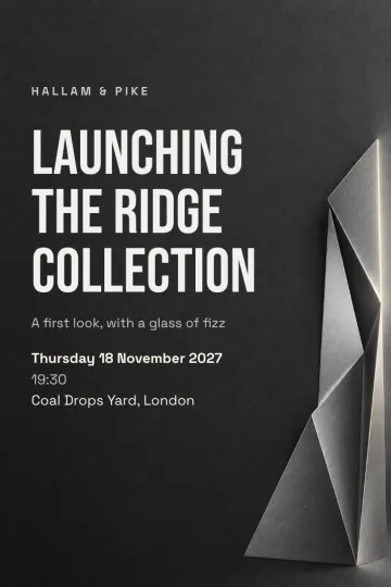 Company party invitation, Graphite and steel design
