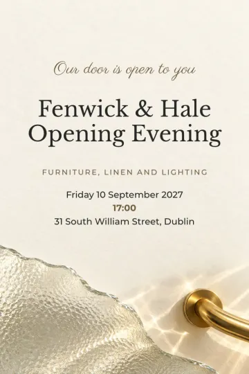 Company party invitation, Brass door handle design