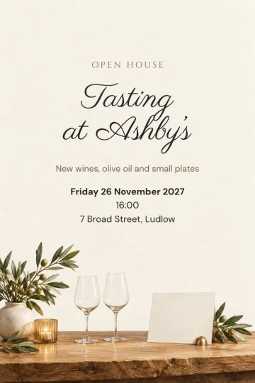 Company party invitation, Oak tasting counter design