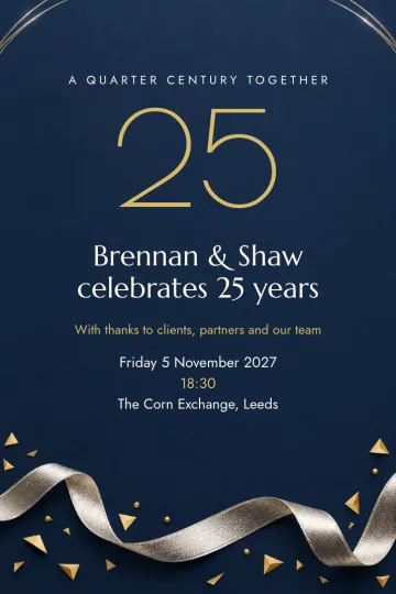 Company party invitation, Silver ribbon design