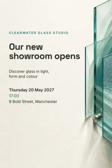 Company party invitation, Glass and light design