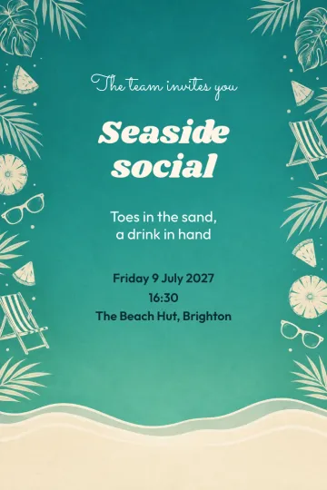 Company party invitation, Tropical shore design