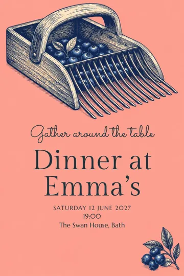 Pick berries together invitation design