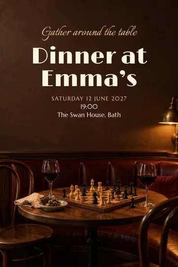 Bistro chess night invitation design