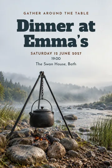 Campfire kettle invitation design