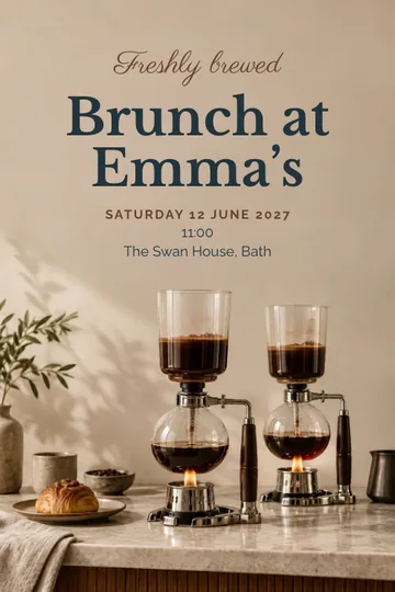 Siphon coffee brunch invitation design