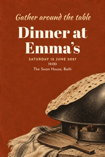 Bread on the curved griddle invitation design