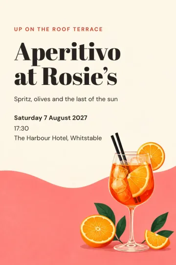 Dinner and drinks invitation, Coral spritz design