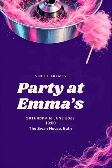 Cotton candy atelier invitation design