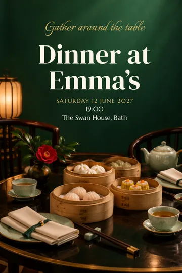 Dim sum and tea invitation design