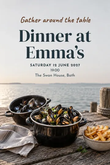 Mussels at the dock invitation design