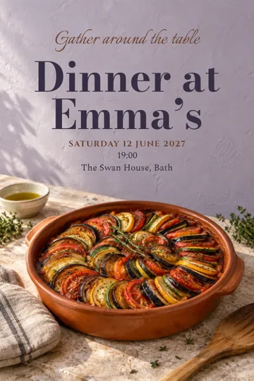 Ratatouille gratin invitation design