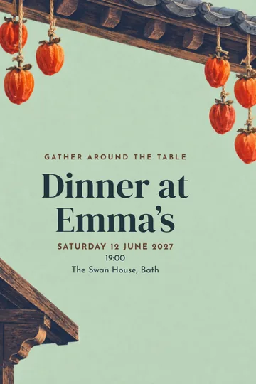 Fruit beneath the eaves invitation design
