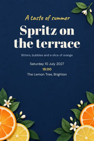 Dinner and drinks invitation, Orange and lemon design
