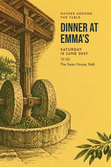 The olive mill invitation design