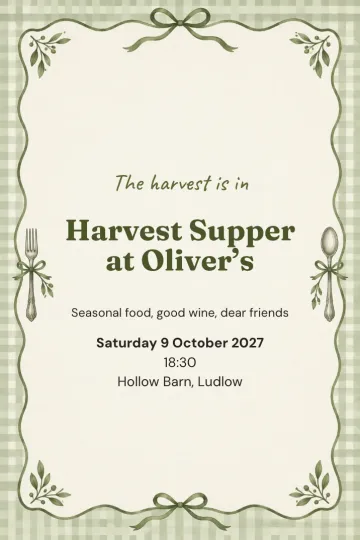 Dinner and drinks invitation, Sage table design