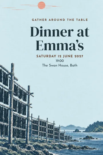Coastal seaweed supper invitation design