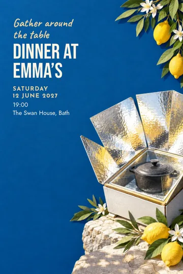Cook with the sun invitation design