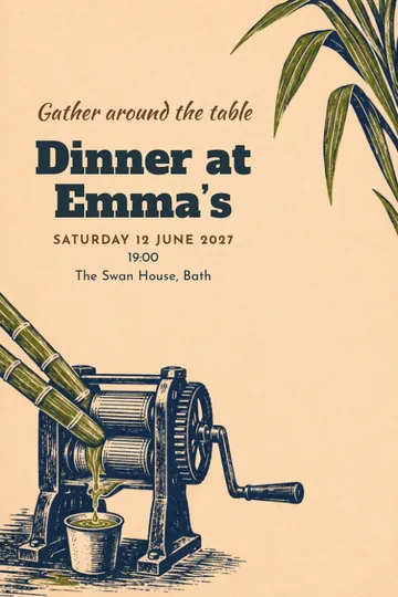 Sugarcane press invitation design