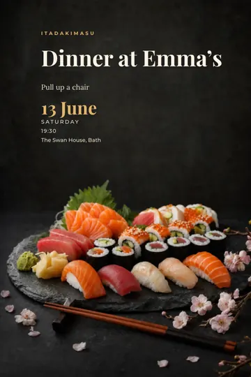 Sushi night invitation design