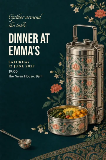 Tiffin at the table invitation design