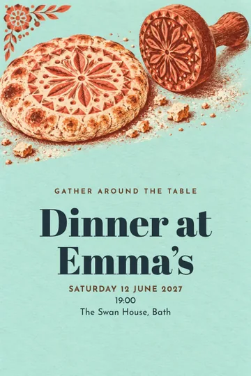 Bread stamp atelier invitation design