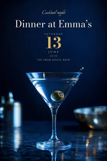 Midnight martini invitation design