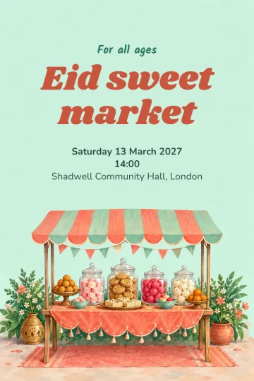 Holidays invitation, Sweet stall canopy design