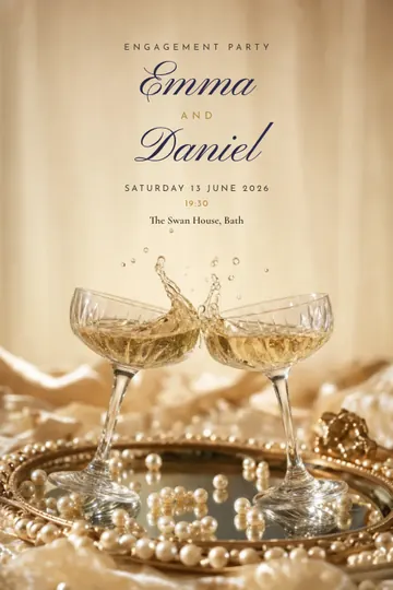 Champagne kiss invitation design