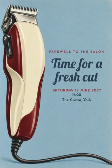 Hairdresser farewell invitation design