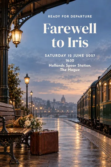 Train platform farewell invitation design