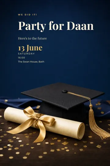 Golden diploma invitation design