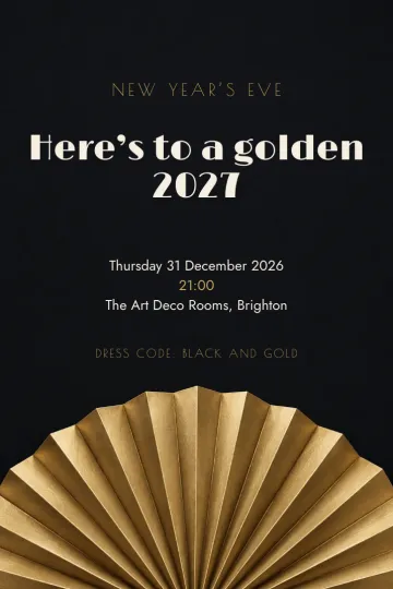 Holidays invitation, Golden fan design