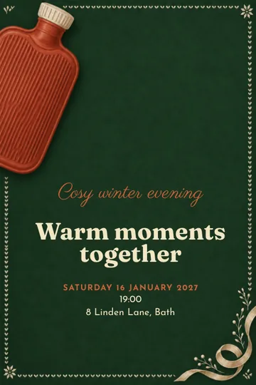 Cozy winter evening invitation design