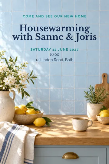 Kitchen at our new home invitation design