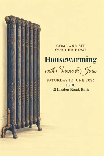 Warmth in our new home invitation design