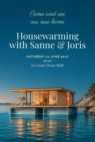 Our home stays afloat invitation design