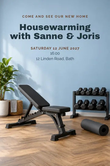 New home gym invitation design