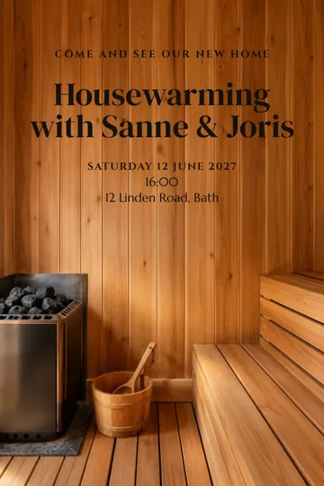 New home sauna invitation design