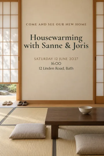 Japanese shoji room invitation design