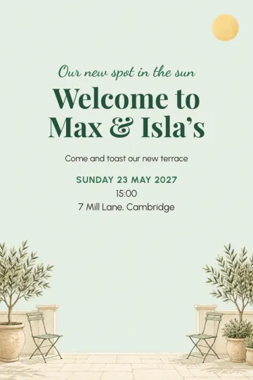 Housewarming invitation, Terrace in the sun design