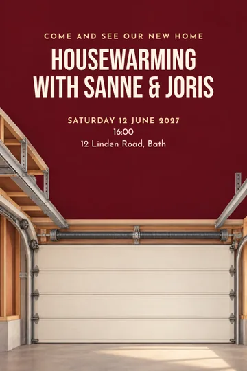 The garage opens invitation design