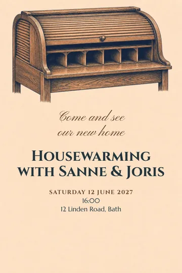 The desk opens up invitation design