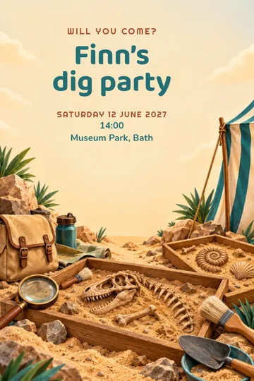 Archaeology dig invitation design