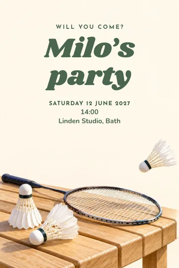 Badminton party invitation design